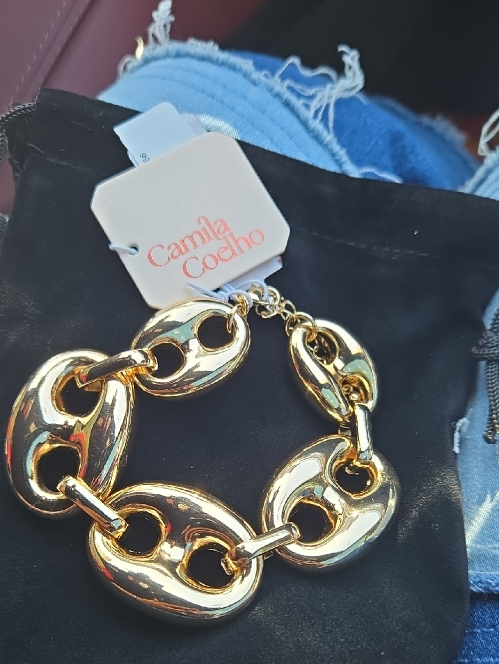 Camila Coelho Shiny Gold Oval Link Bracelet - Picture 2 of 2